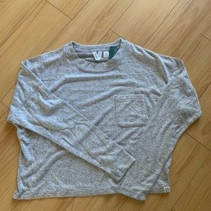 NWT Roxy Gray long sleeve lounge crop top
